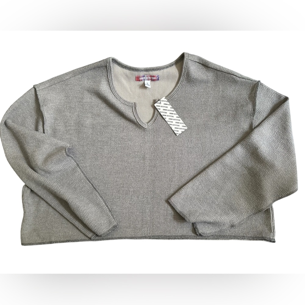 Urban Outfitters Lightweight NWT Gray Ribbed Long sleeve Top